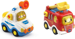 Vtech TUT TUT Baby Flitzer - Poliția - Pentru 1-5 ani & TUT TUT Baby Flitzer - Mașina de pompieri - Mașină de jucărie cu muzică, buton luminos, propoziții și sunete interesante - Pentru 1-5 ani Jucarii Bebe Naty Shop Pachet cu mașina de pompieri Baby Flitzer