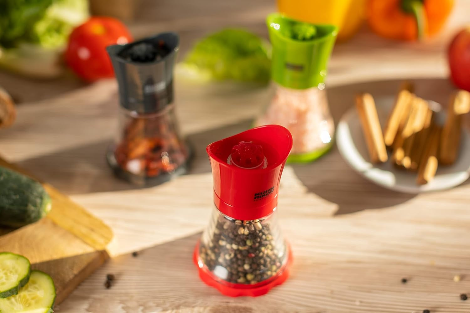 Młynek do przypraw KUHN RIKON Mini (zielony), tworzywo sztuczne, 12 X 12 X 8 cm Młynki i krajalnice Naty Shop