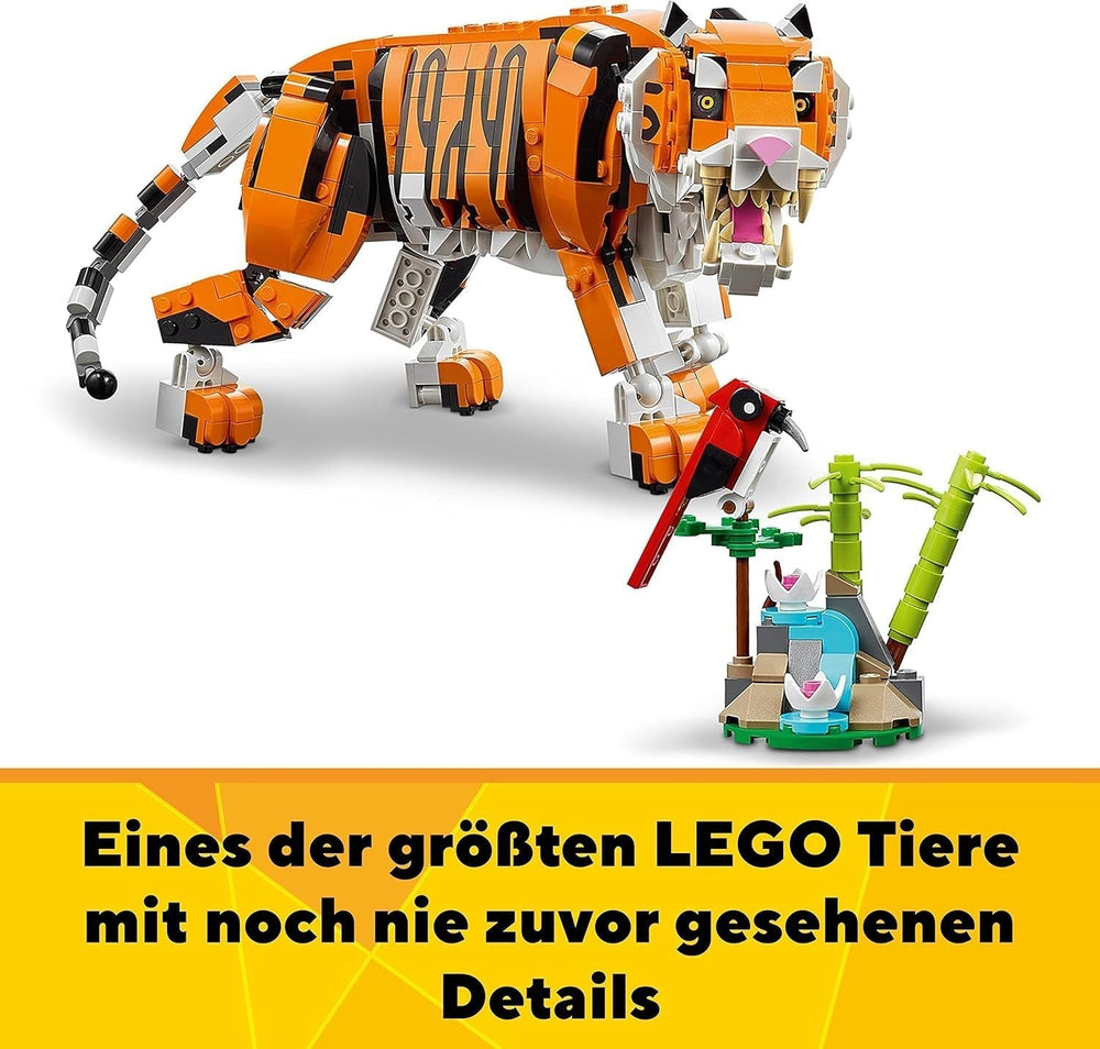 LEGO 31129 Creator Majestic Tiger, Panda or Fish Zestaw figurek zwierząt 3 w 1 dla dzieci Chłopcy i dziewczęta Zabawka do budowania Zwierzęta Zestawy do budowania Besuche den LEGO-Store