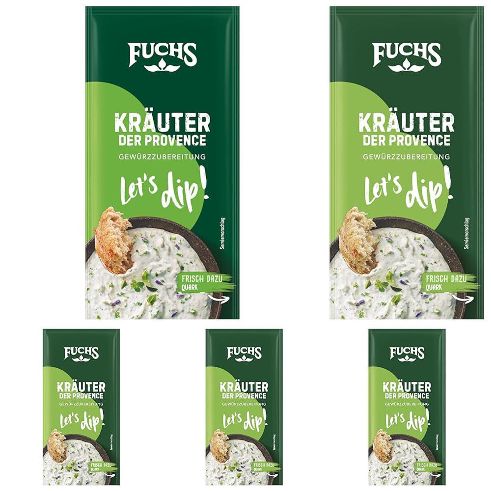 Fuchs Gewürze - Let's dip! Kräuter der Provence Gewürzzubereitung, Gewürz für Kräuterquarkdip, 7,5 g im Beutel