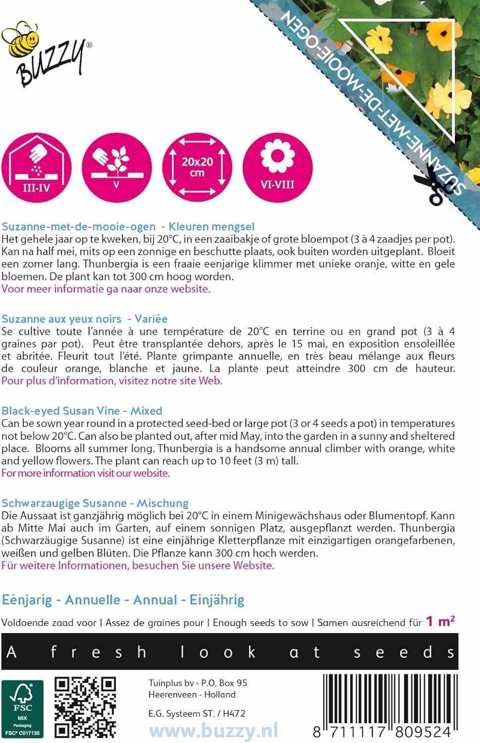 Buzzy pnące kwiaty, mieszanka Thunbergia