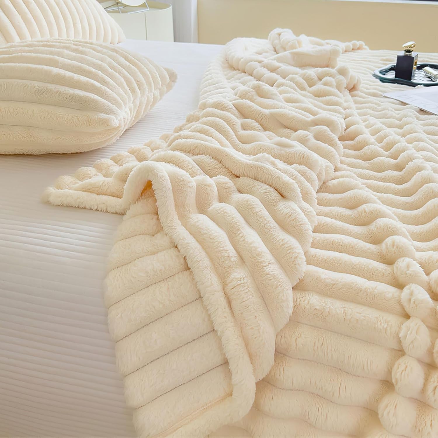 Wygodny Koc 200X230 Cm - Ciepły i puszysty koc na łóżko i narzutę na sofę Kocyk dla mamy, kobiety i dziewczyny (beżowy, 200X230Cm) Łóżka i koce KEAYOO