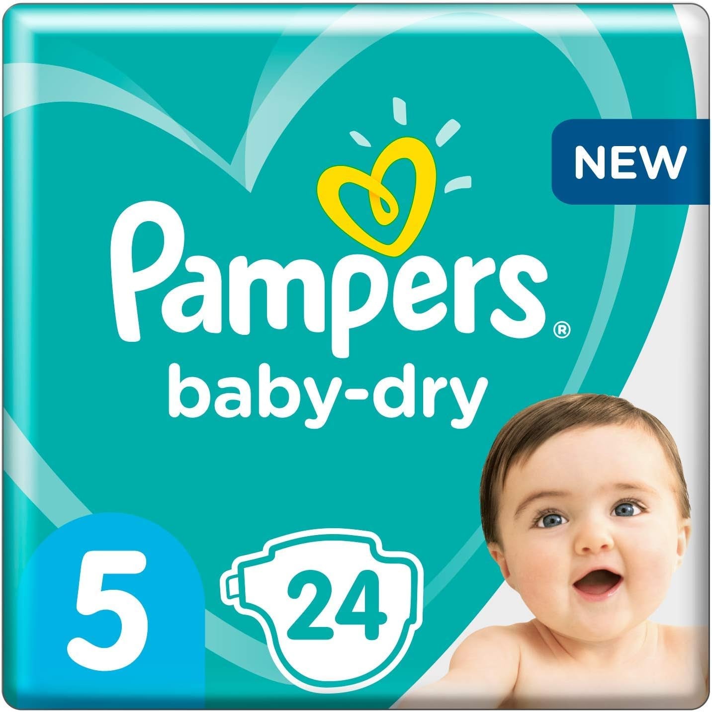 Pieluchy Pampers dla niemowląt rozmiar 5 (11-16 kg), 24 sztuki, aż do 12 godzin ochrony przed zaciekami