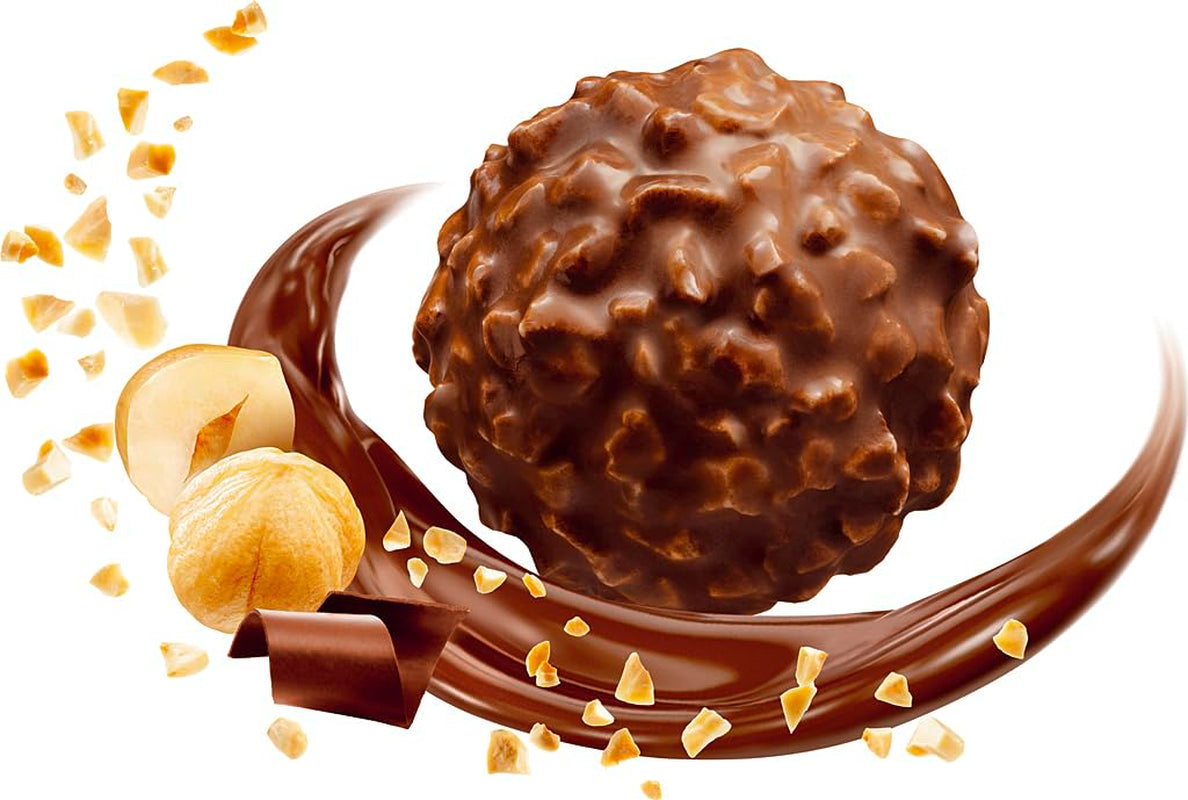 Ferrero Rocher - Chrupiące i kremowe praliny specjalne z orzechów laskowych - Prezent na Walentynki dla niego i dla niej - 16 opakowań po 4 pojedyncze praliny