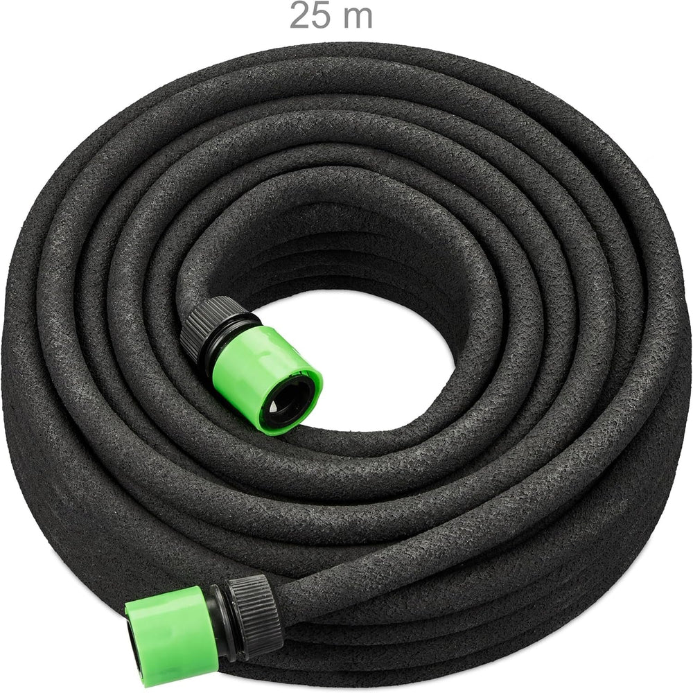 Furtun de picurare Relaxdays, 25 m, furtun de udare pentru udarea straturilor înalte și a gardurilor vii, furtun de grădină, negru