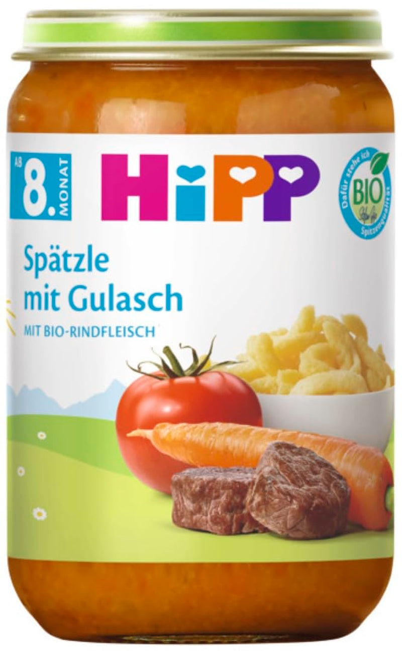 Hipp Organic Menu od 8 miesiąca spaetzle (makaron) z gulaszem, 220G, opakowanie 6 szt. (6X220G) Matka i Dziecko Naty Shop Domyślny tytuł