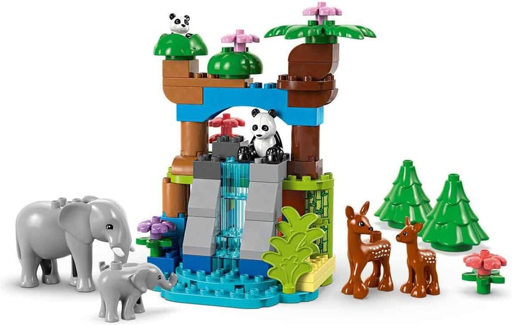 LEGO DUPLO Town Wild Animal Familys Zestaw 3 w 1, zabawka edukacyjna dla maluchów z żółwiami, tygrysami, słoniami, jeleniami i pandami, zestaw dla przedszkolaków od 2. roku życia, zabawka do budowania z figurkami zwierząt 10446 Zestawy do budowania Szukaj sklepu LEGO