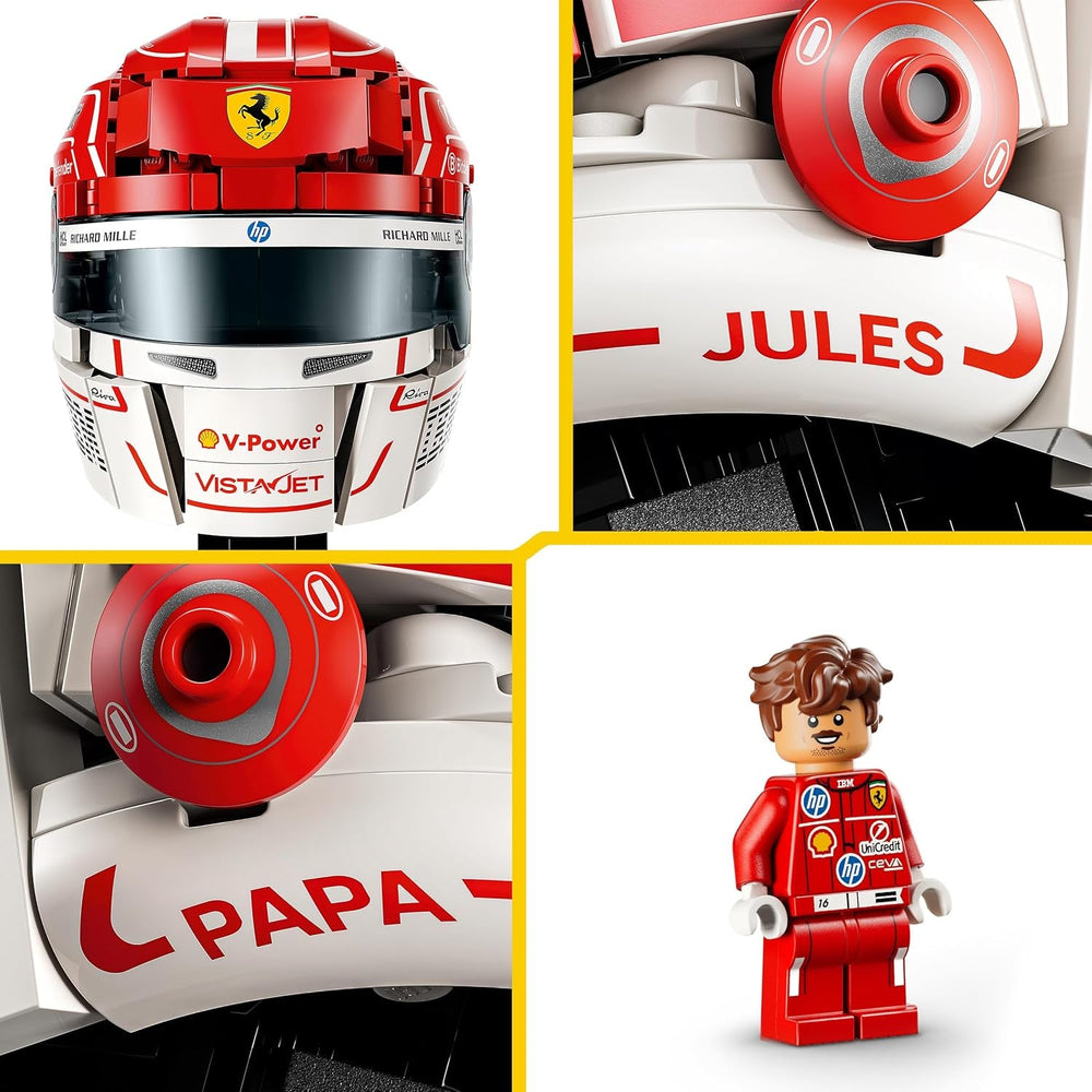 LEGO Editions Scuderia Ferrari HP Charles Leclerc Helm - F1 Merchandise - Ausstellungsmodell Bausatz mit sammelbarer Minifigur - Geschenk für Jungen ab 14 Jahren und Erwachsene Motorsportfans - 43014