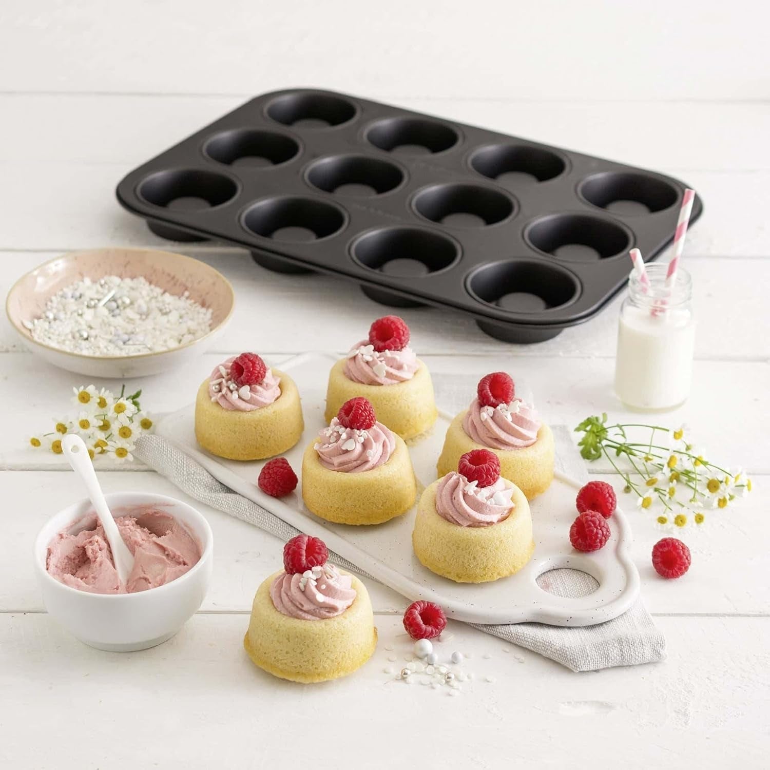 Zestaw Zenker Cup-Cake-Backblech 12Er – Premium Antihaftbeschichtung, Für Perfekte Cupcakes, 385X265X30Mm, Hitzebeständig Bis 230°C Formy i blachy do pieczenia Naty Shop