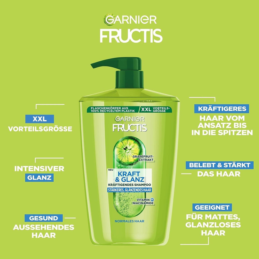 Garnier Fructis Strength And Shine Szampon wzmacniający z ekstraktem z grejpfruta XXL, 1 litr Garnier Prysznic i kąpiel