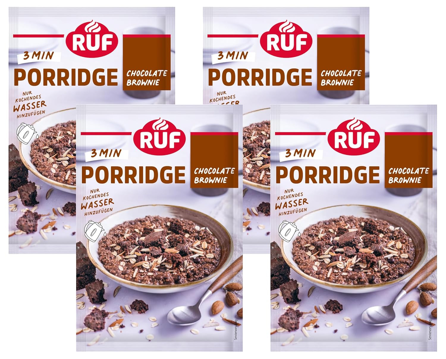 RUF płatki owsiane błyskawiczne z truskawkami i wanilią, letni posiłek z płatkami owsianymi gotowy w 3 minuty, 1 saszetka x 65g