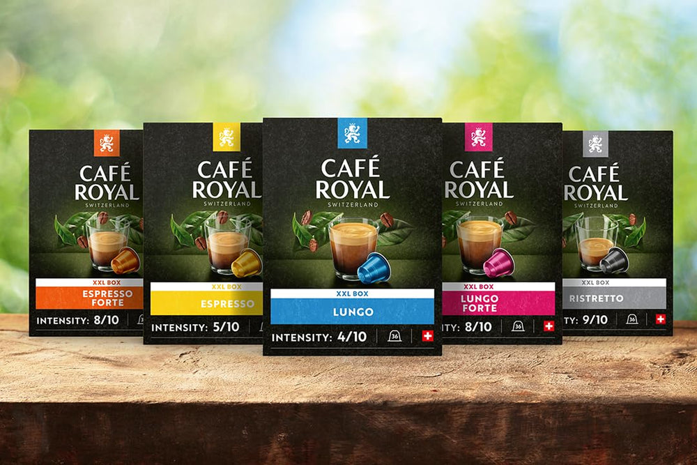 Café Royal Ristretto 36 Kapseln für Nespresso Kaffee Maschine - 9/10 Intensität - UTZ-zertifiziert Kaffeekapseln aus Aluminium (Packung mit 3)