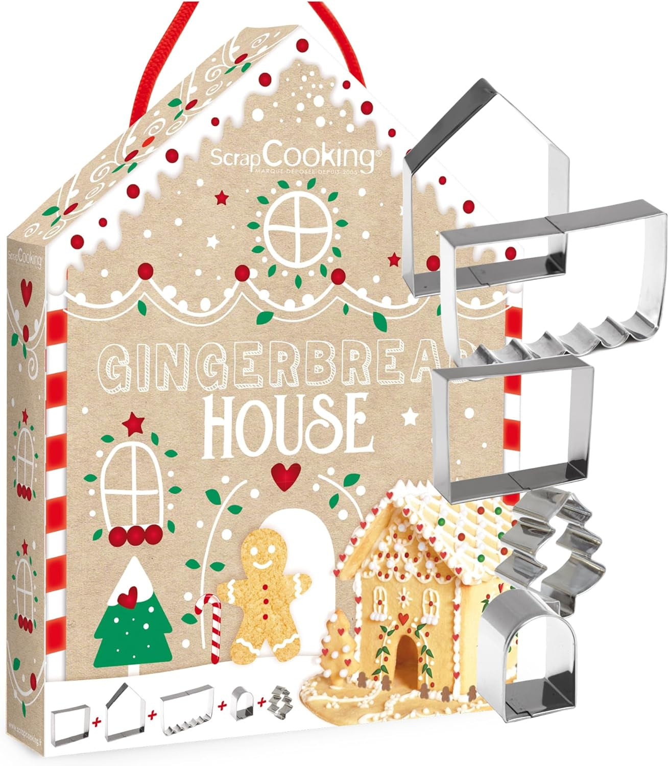 ScrapCooking 3975 Formă de biscuiți în formă de căsuță de turtă dulce, oțel inoxidabil, multicolor, 26,5 x 20 x 4 cm