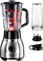 Mikser stojący Russell Hobbs 2 w 1 [mikser do glazury o pojemności 1,5 l i mini-automat do smoothie o pojemności 0,6 l -Trinkflasche na wynos Inkl. Deckel] Spülmaschinenfest, funkcja impulsu/kruszenia lodu, Becher BPA Frei, Edelstahl 23821-56 Kitchen Naty Shop mikser stojący 2 w 1