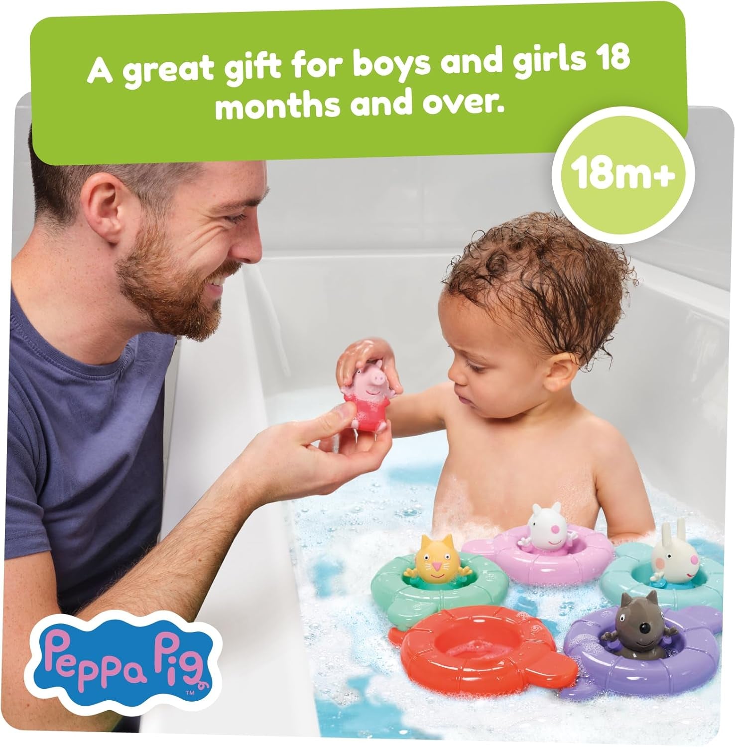 Tomy Toomies Peppa's Pool Party - 5 cupe cu inel de conectare cu 5 jucării pentru copii Peppa Pig & Friends Water Squirter - jucării de baie +18 luni - Jucării de baie pentru copii și jucării pentru piscină Jucarii Bebe Naty Shop