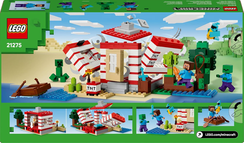 LEGO Minecraft Das TNT-Dschungelhaus - Gamer Spielzeug für Kinder - Interaktives Spielset mit Boot, Steve-, Creeper- und Zombie Minifiguren - Gaming Geschenk für Mädchen & Jungen ab 8 Jahren - 21275