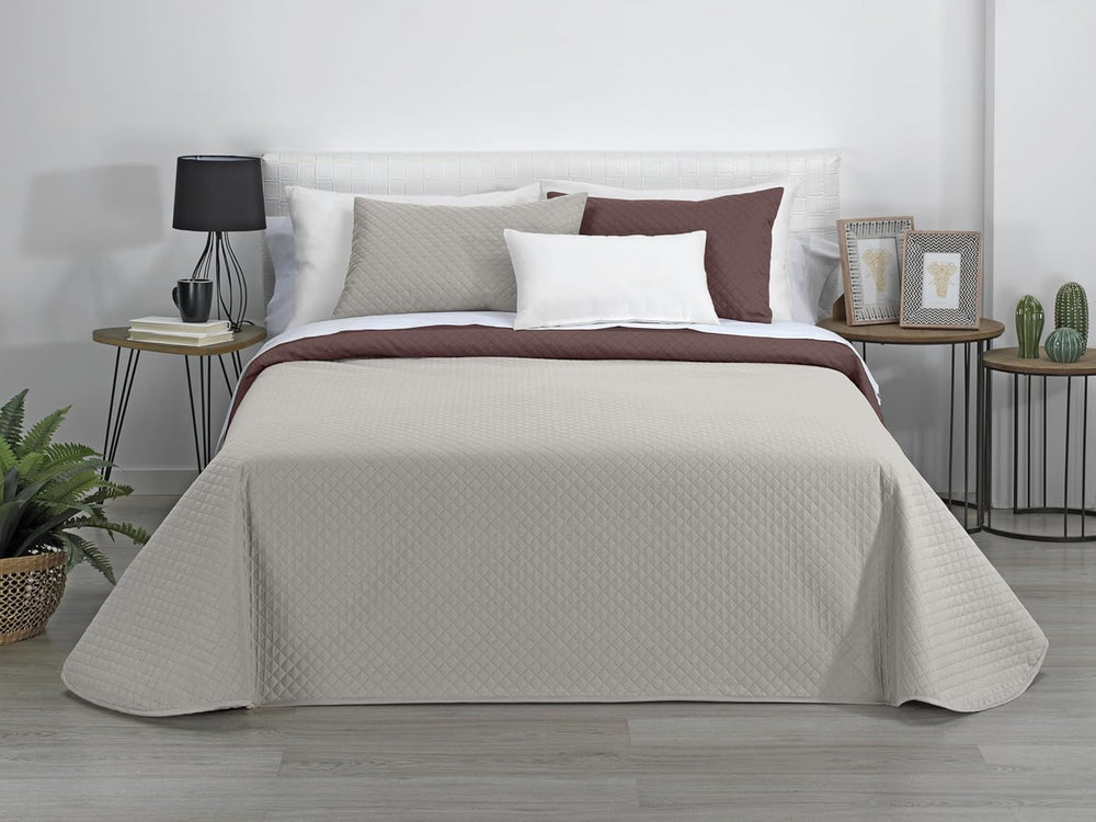 Estoralis | AVA | Dwustronna kołdra butikowa | Na wszystkie pory roku | Kolor - Beżowy/Brązowy | Do łóżka 120/135 cm. łóżko. (230 x 270 cm. Ancho X Alto) | Kołdra pikowana Kołdry i kołdry Naty Shop