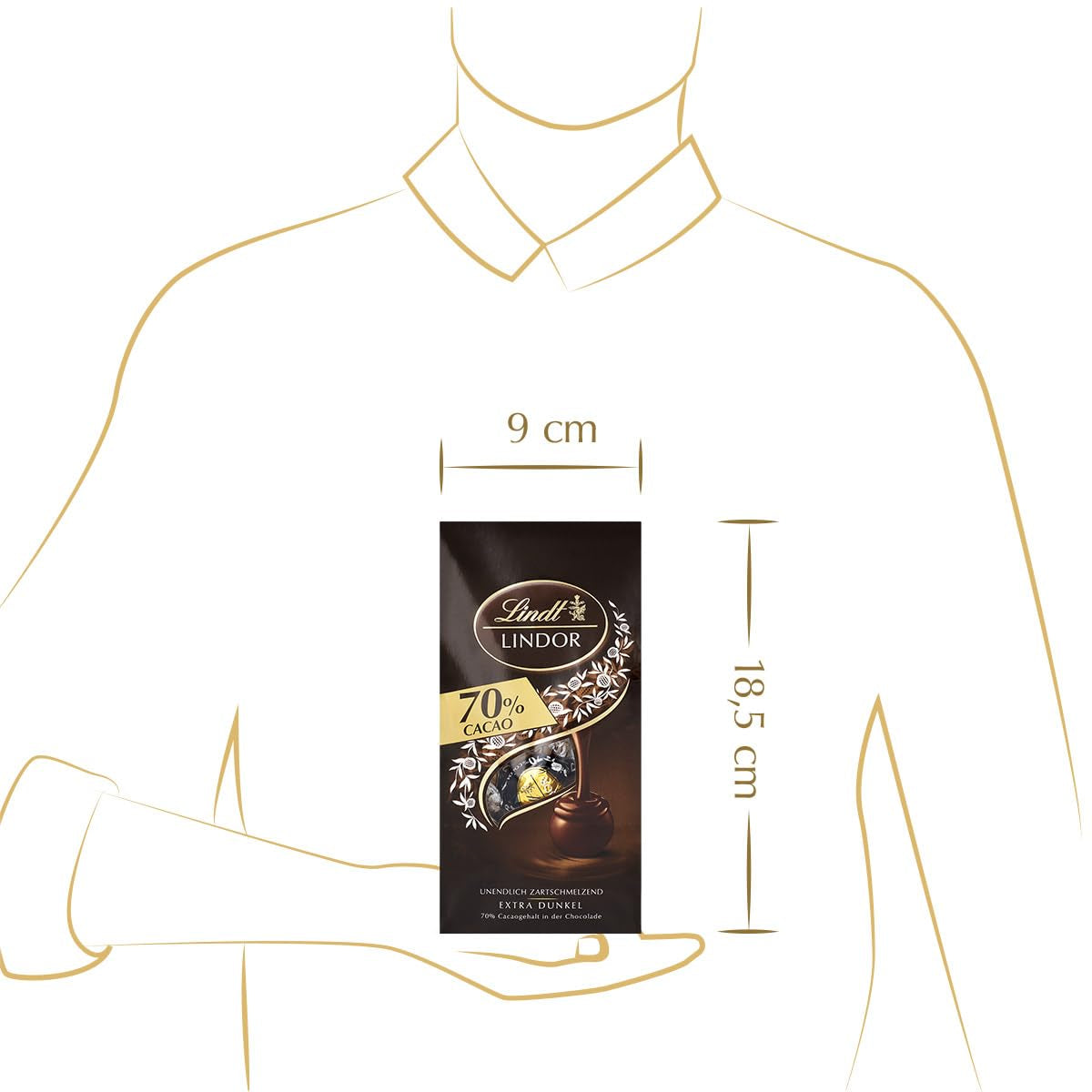Kulki czekoladowe Lindor 70% ekstra ciemnego kakao | Worek 137g | Około. 10 kulek delikatnej ciemnej czekolady z rozpływającym się w ustach nadzieniem | Prezent czekoladowy | Czekoladowy prezent