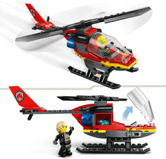 LEGO City Helikopter straży pożarnej, zestaw zabawkowy helikopter i figurka pilota, helikopter strażacki zapewniający pomysłową zabawę, prezent dla dzieci, chłopców i dziewcząt od 5 lat 60411 Zestawy do budowania Besuche den LEGO-Store