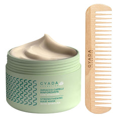 GYADA COSMETICS, Pachet de întărire a părului cu spirulină, hrănitoare, împotriva căderii părului, funcționează sfaturi duble, 250 ml + pieptene din lemn de fag, ideal pentru descurcarea tuturor tipurilor de păr Masca de par Naty Shop Titlu implicit