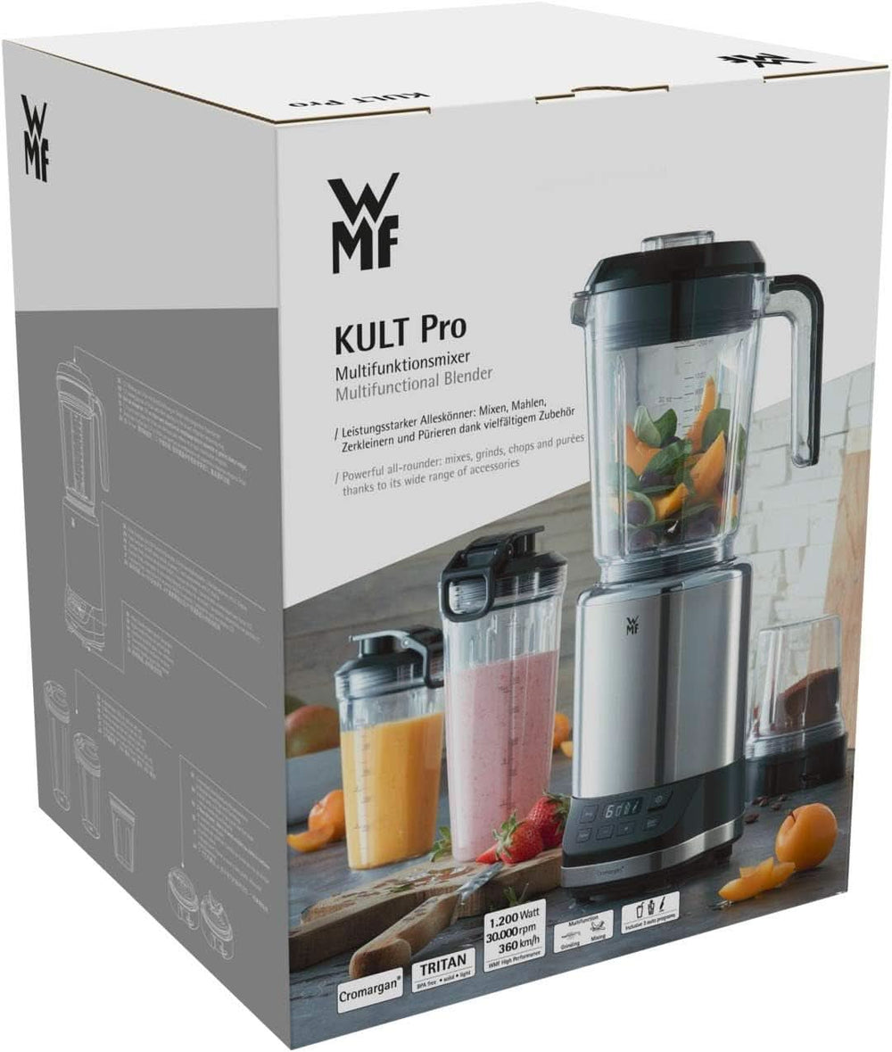 WMF Kult Pro Multifunktionsmixer Hochleistungsmixer, 30 000 U/Min, Smoothie Maker, Mikser stojący, Funkcja kruszenia lodu, 4 Mixbehälter Inkl. Togo-Verschluss Kitchen Naty Shop
