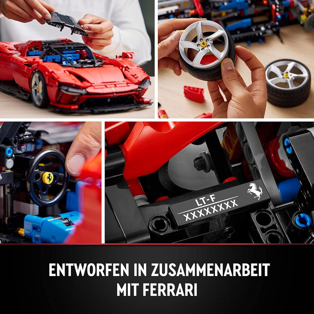Zestaw LEGO Technic Ferrari Daytona SP3 w skali 1:8, czerwony supersamochód sportowy, rozszerzony model samochodu przedmiot kolekcjonerski, najlepsza koncepcja samochodu 42143 Zestawy do budowania Kup w sklepie LEGO