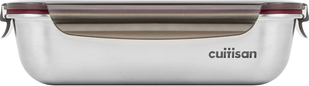 CANDL Cuitisan (Flora) borcan de depozitare a alimentelor din oțel inoxidabil cu capac cu clip, dreptunghiular, potrivit pentru cuptor cu microunde + cuptor, borcan de depozitare, EC7-SS10 2800ml Cutii depozitare alimente Naty Shop 25.9Cm X 19.5Cm X 7.1Cm / 1900Ml