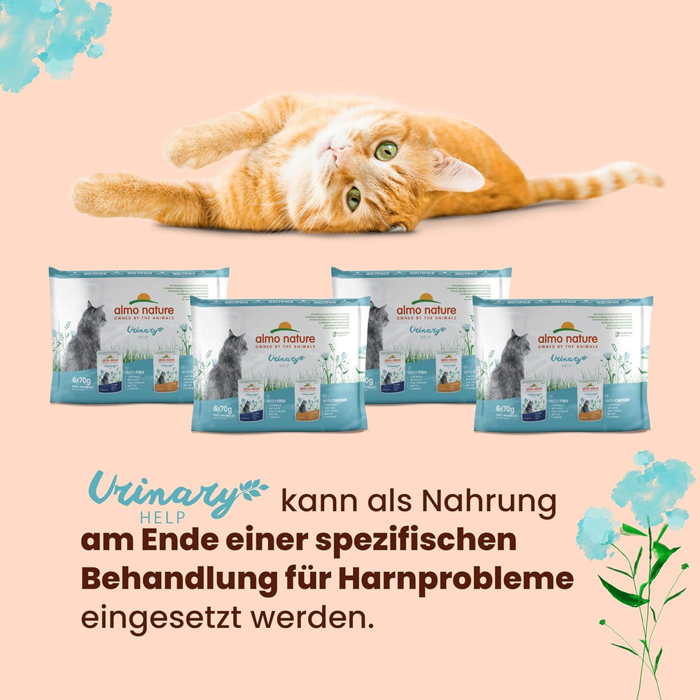 Almo Nature Functional Urinary Help - Nassfutter für ausgewachsene Katzen mit Fisch - Unterstützung für die Gesundheit der Harnwege - 30 Beutel à 70g