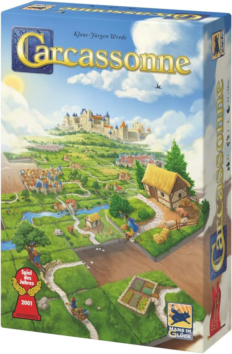 Hans im Glück, UNbox Now, Carcassonne V3.0, gra podstawowa, gra rodzinna, gra roku 2001, 2-5 graczy, wiek 7+, 35 minut gry, niemiecki