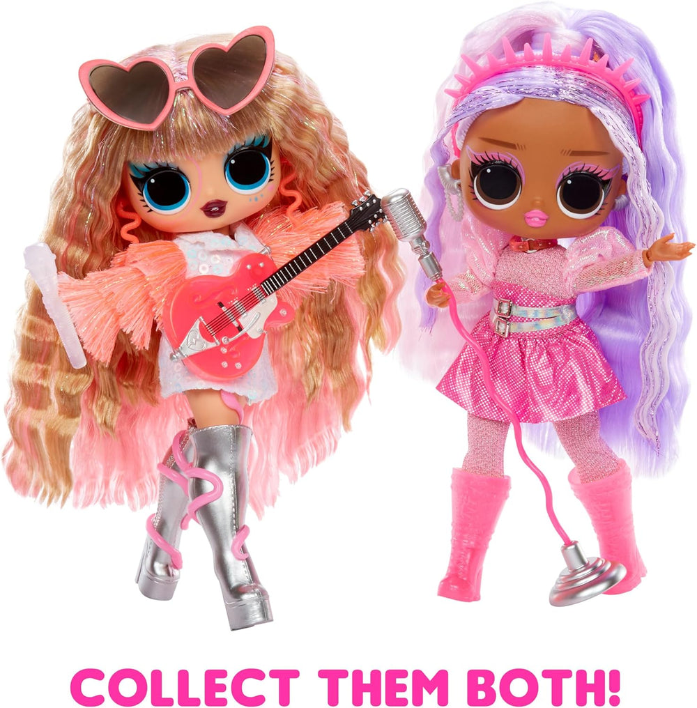 KUPA ŚMIECHU. Niespodzianka! Tweens Neon Pop Stars - Kitty K - 1 Modepuppe z podświetlanymi niespodziankami i ponad 10 modami i akcesoriami dla gwiazd popu, w tym Retro Mikro-Ständer, Geschenk für Kinder ab 4