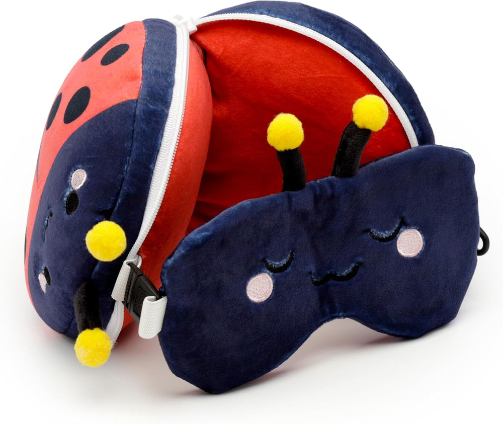 Puckator Relaxeazzz Pernă de călătorie cu mască Ladybug - animale moi, multicolor, 1 Unité (Lot de 1) Perne calatorie Naty Shop