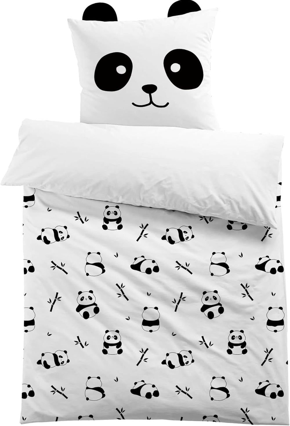 Pościel z mikrofibry 3D, zwierzęta, unisex Pościel - dziecięca Naty Shop Panda z uszami 135×200+80×80