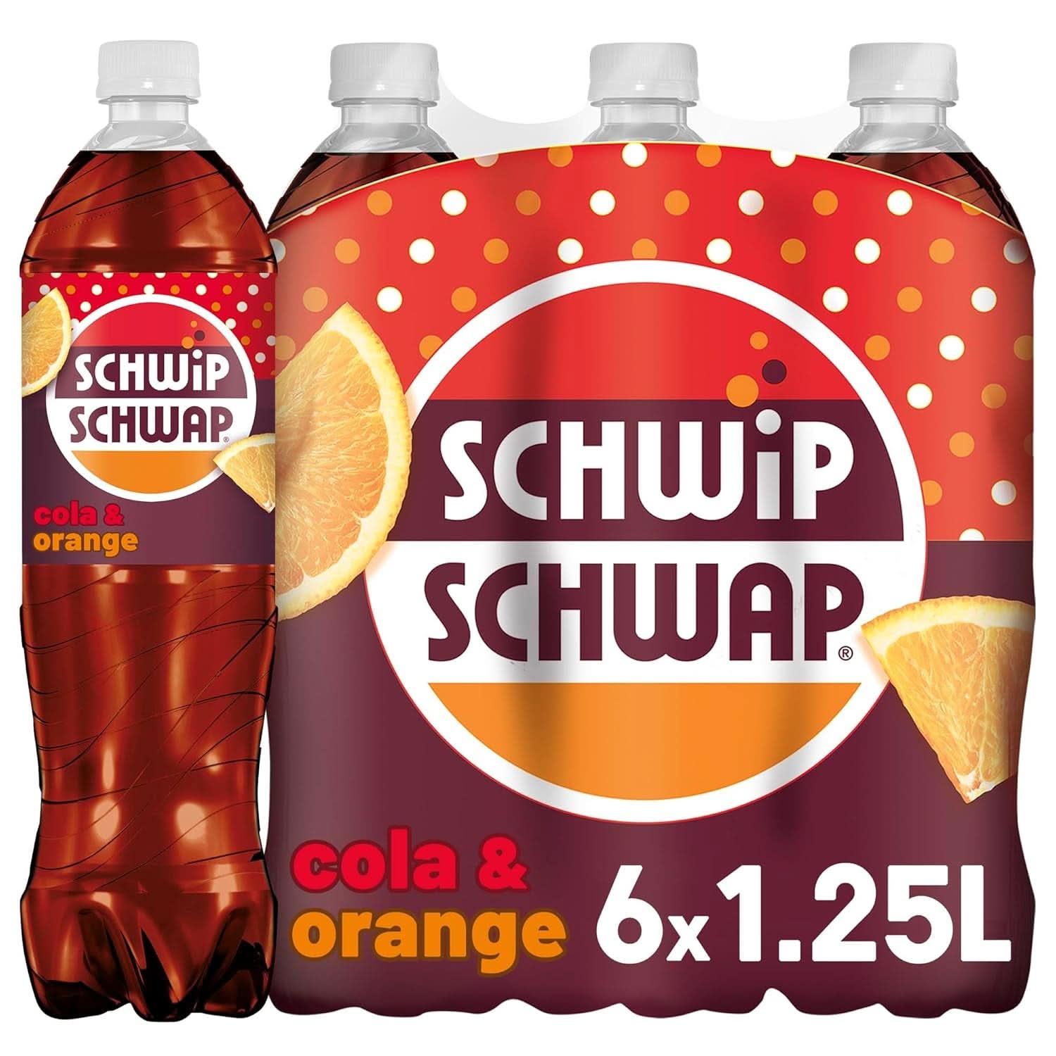 SCHWIPSCHWAP, The Original - Pomarańczowy napój cola z kofeiną, zestaw 6 x 1,25 litra Napoje bezalkoholowe Naty Shop Nowa Wersja