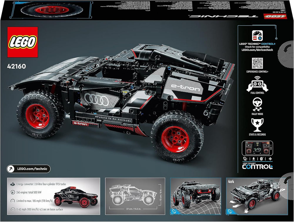 LEGO 42160 Technic Audi RS Q E-Tron, mașină de raliu controlată de la distanță, Dakar rally off-road car, RC controlat prin aplicație cu Control +, cadou pentru băieți, fete și fani de la 10 ani pentru a construi Seturi de constructie Besuche den LEGO-Store