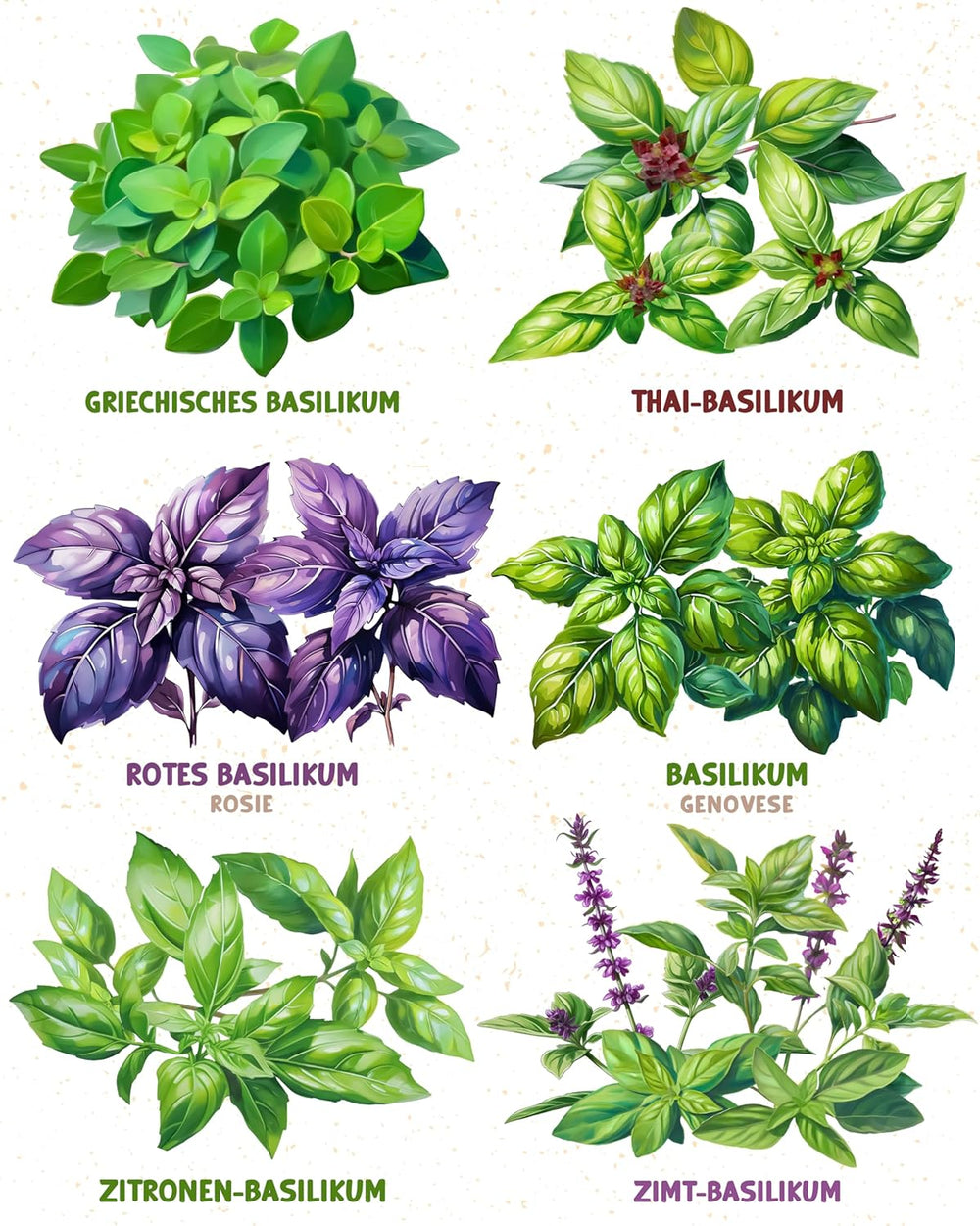 Organiczne nasiona bazylii w zestawie 6–6 nasion bazylii do łatwej uprawy w ogrodzie, na balkonie lub na podwyższonej grządce - Nasiona roślin - Sadzonki