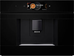 Bosch CTL7181B0, Espressor automat încorporat inteligent Seria 8, 45,5 x 59,4 cm, Ecran tactil TFT, Râșniță cu acționare ceramică foarte silențioasă, Funcție de autocurățare AutoMilk Clean, Rezervor de apă de 2,4 l, Negru
