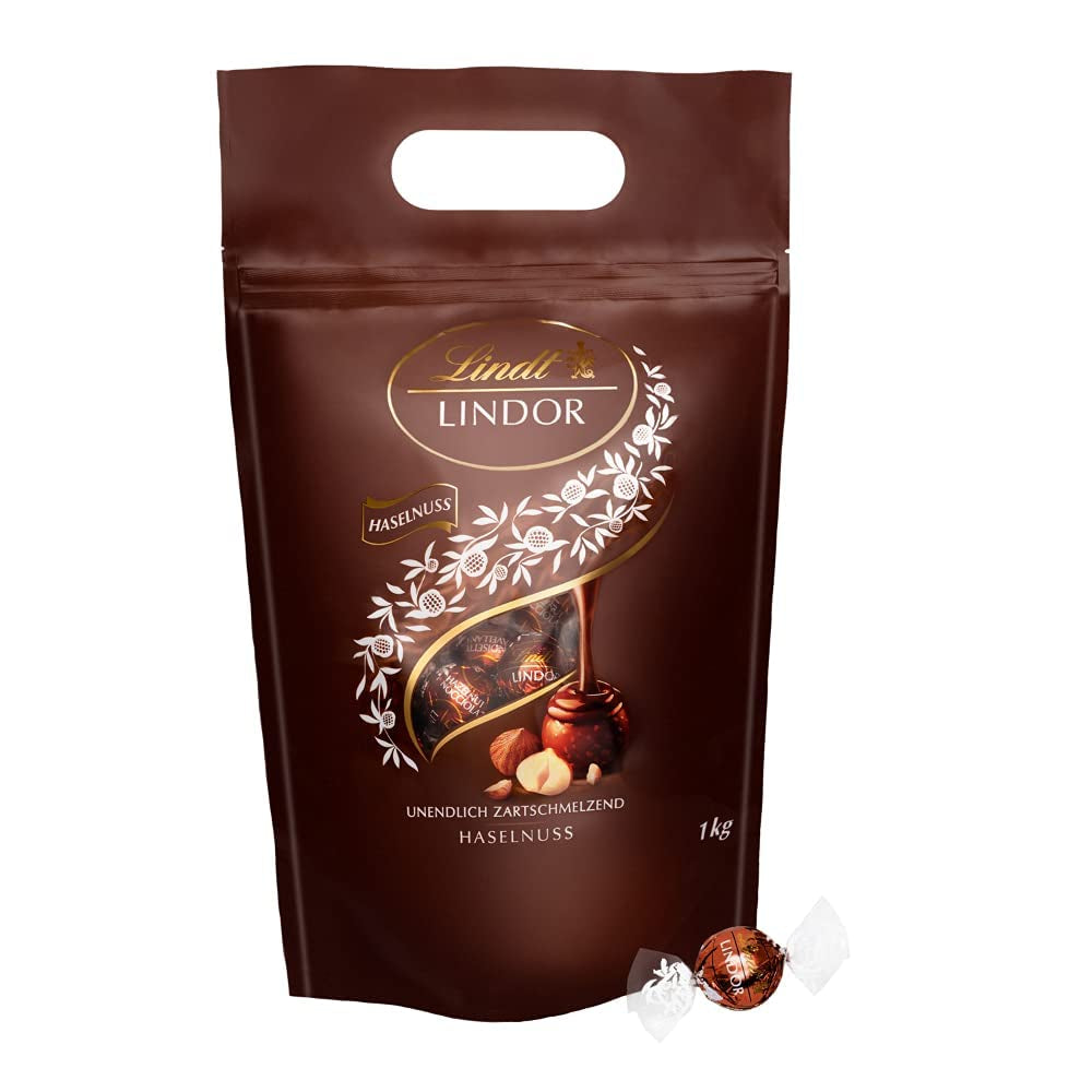 Kulki czekoladowe LINDOR z orzechami laskowymi worek 1 kg + beczka po sherry Johnnie Walker 0,7 litra