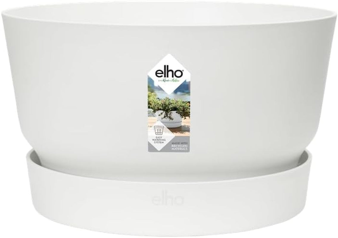 elho Greenville Bowl 33 - Ghiveci de flori pentru exterior - 100% plastic reciclat - Ø 32,5 x H 19,4 cm - Gri/Beton viu