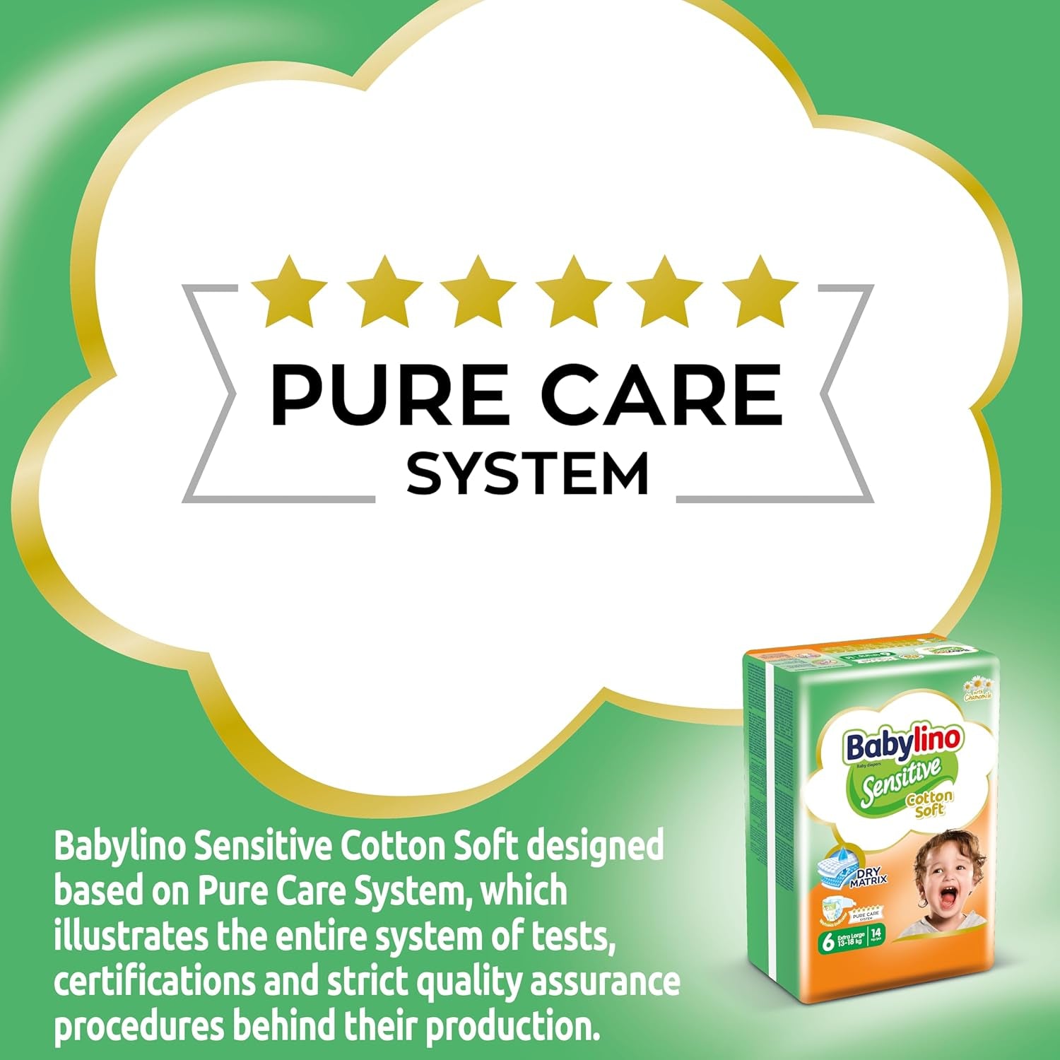 Pieluszki dla wrażliwych dzieci, rozmiar 6, bardzo duże (13-18 kg), 114 pieluszek