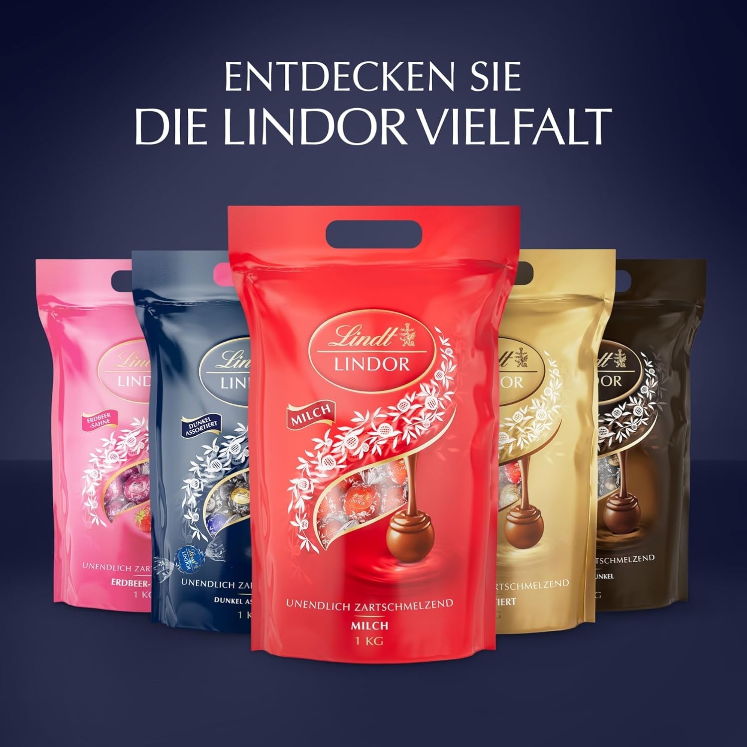 Lindt LINDOR Chocolate Balls Dark Mixture, pungă de 1 kg, resigilabilă Bomboane de Ciocolata Naty Shop