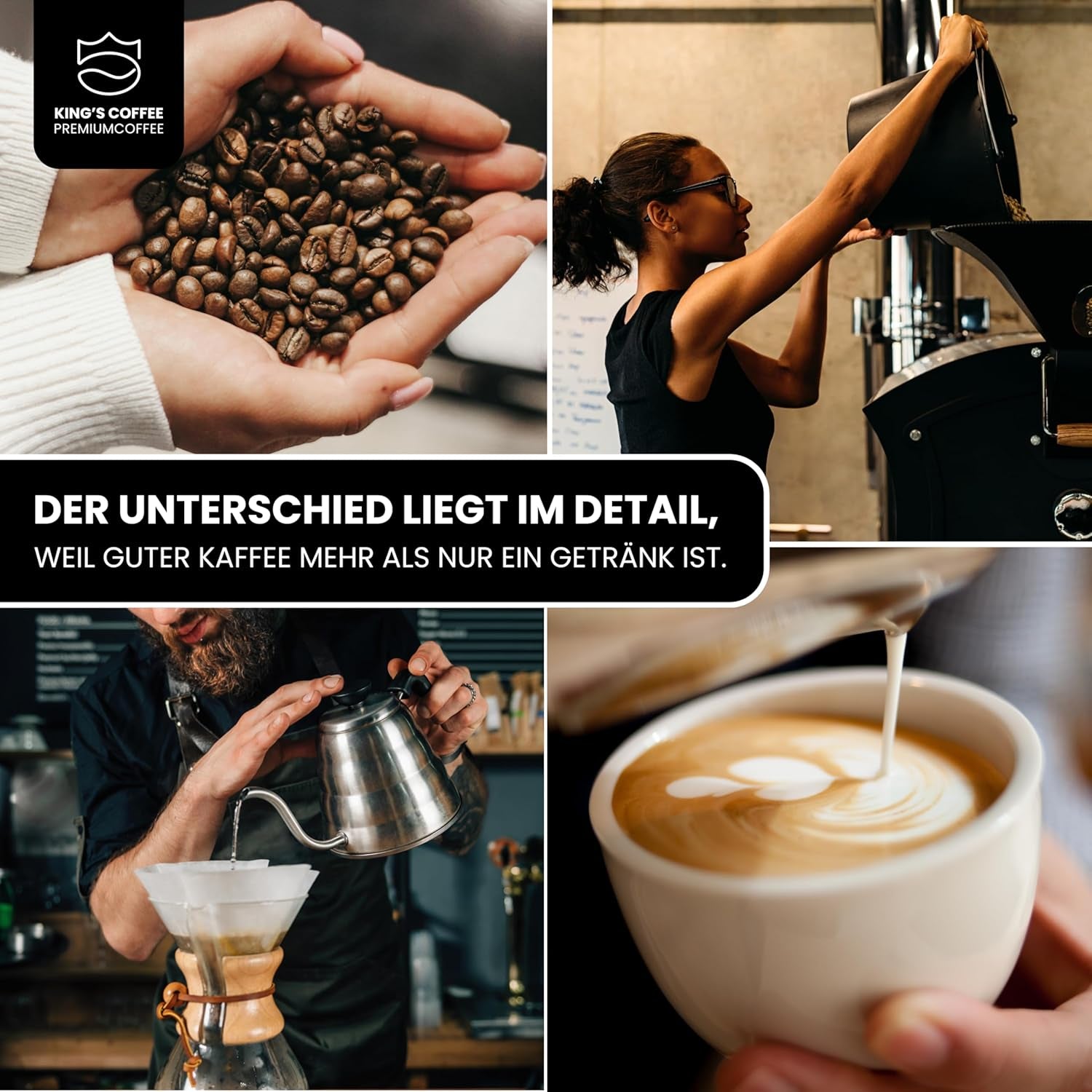 KING'S COFFEE - EDIȚIE ALBĂ - amestec ușor 100% Arabica din Etiopia, Mexic, Peru și Tanzania - prăjire în loturi mici în Italia - boabe de espresso întregi pentru aparate portafilter - 1 kg