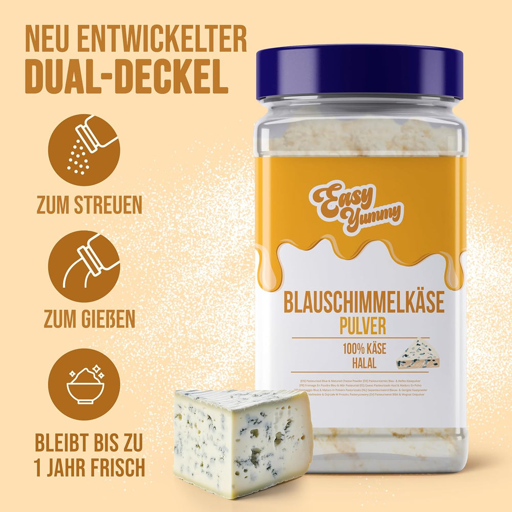 EASY YUMMY - Käsepulver 300g | Natychmiastowe Käsegeschmack für Mahlzeiten & Snacks | Immer Bereit, Keine Kühlung Nötig | Aus 100% prawdziwy ser | Idealny także jako dodatek do popcornu