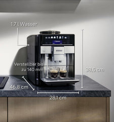 Espressor automat Siemens EQ.6 plus s700 TE657503DE, pentru multe specialități de cafea, spumator de lapte, râșniță ceramică, funcție dublă de cafea, anticalcar, curățare automată cu abur, 1500 W, oțel inoxidabil