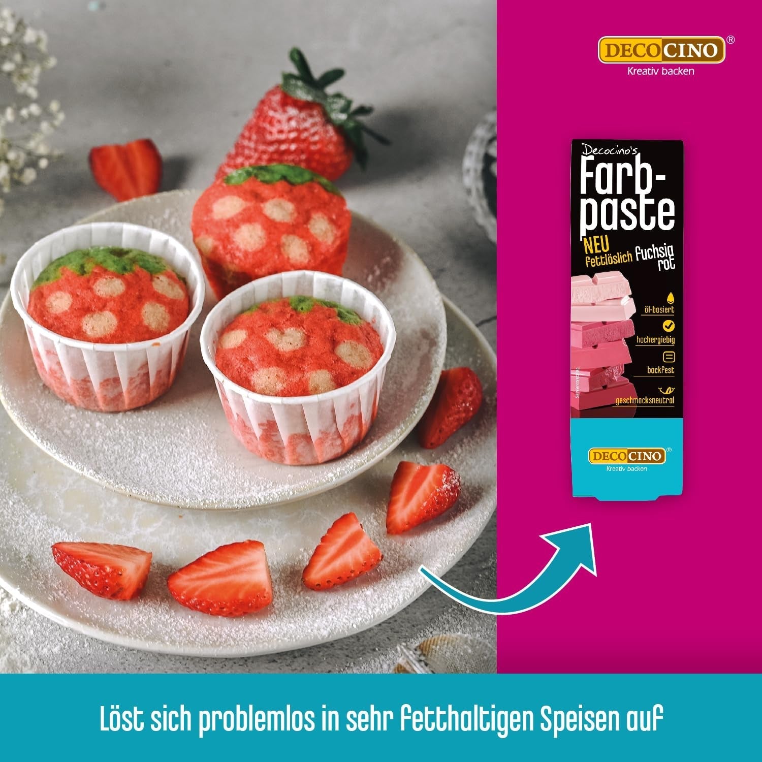 DECOCINO Pastă de colorare liposolubilă roșie - 15 g - Colorant alimentar pe bază de ulei, ideal pentru colorarea ciocolatei, cremei de unt, fondantului sau aluatului de prăjituri (Pachet de 3)