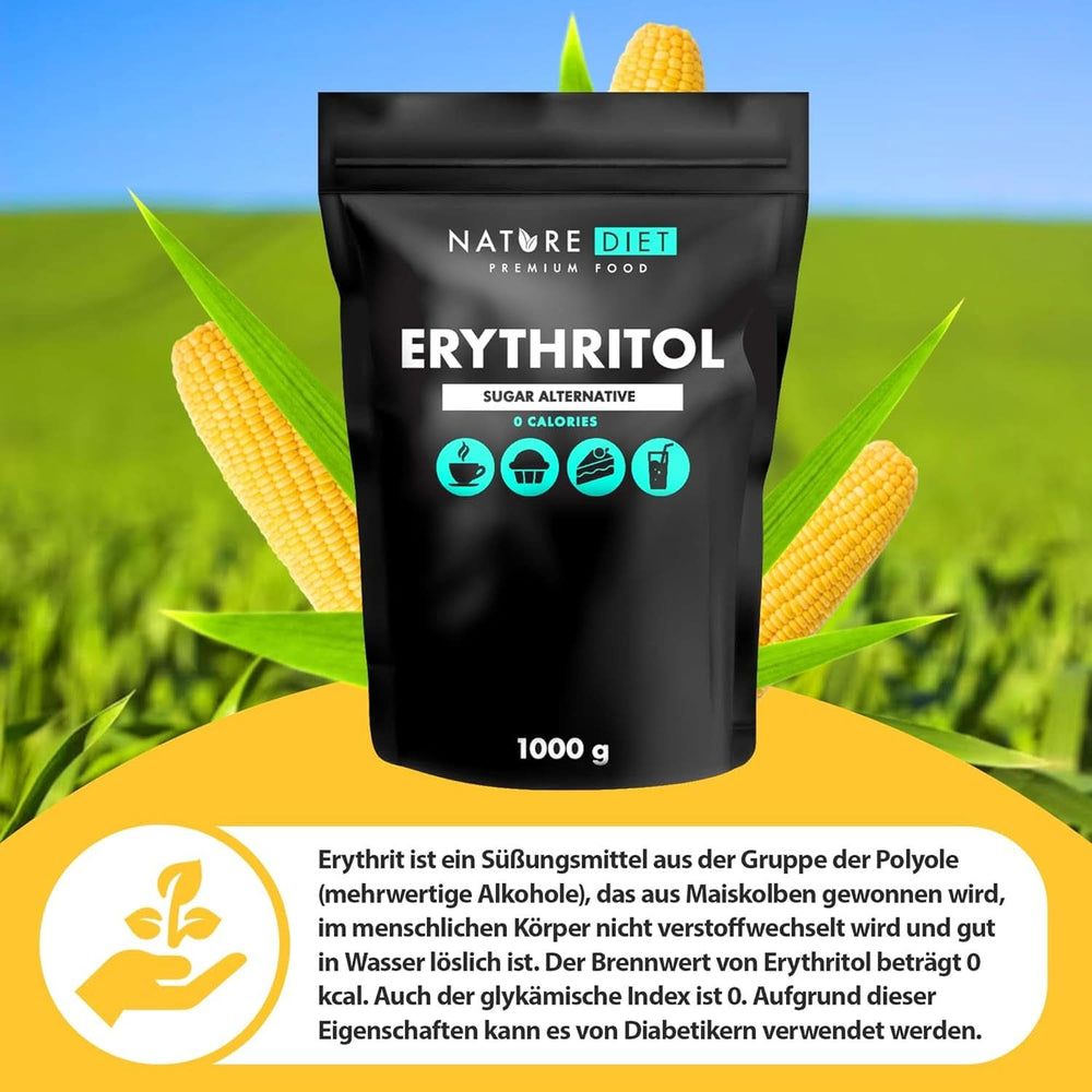 Nature Diet - Eritritol 2 X 1000 G | Îndulcitor natural | Zero calorii | Înlocuitor de zahăr Indulcitori Naty Shop