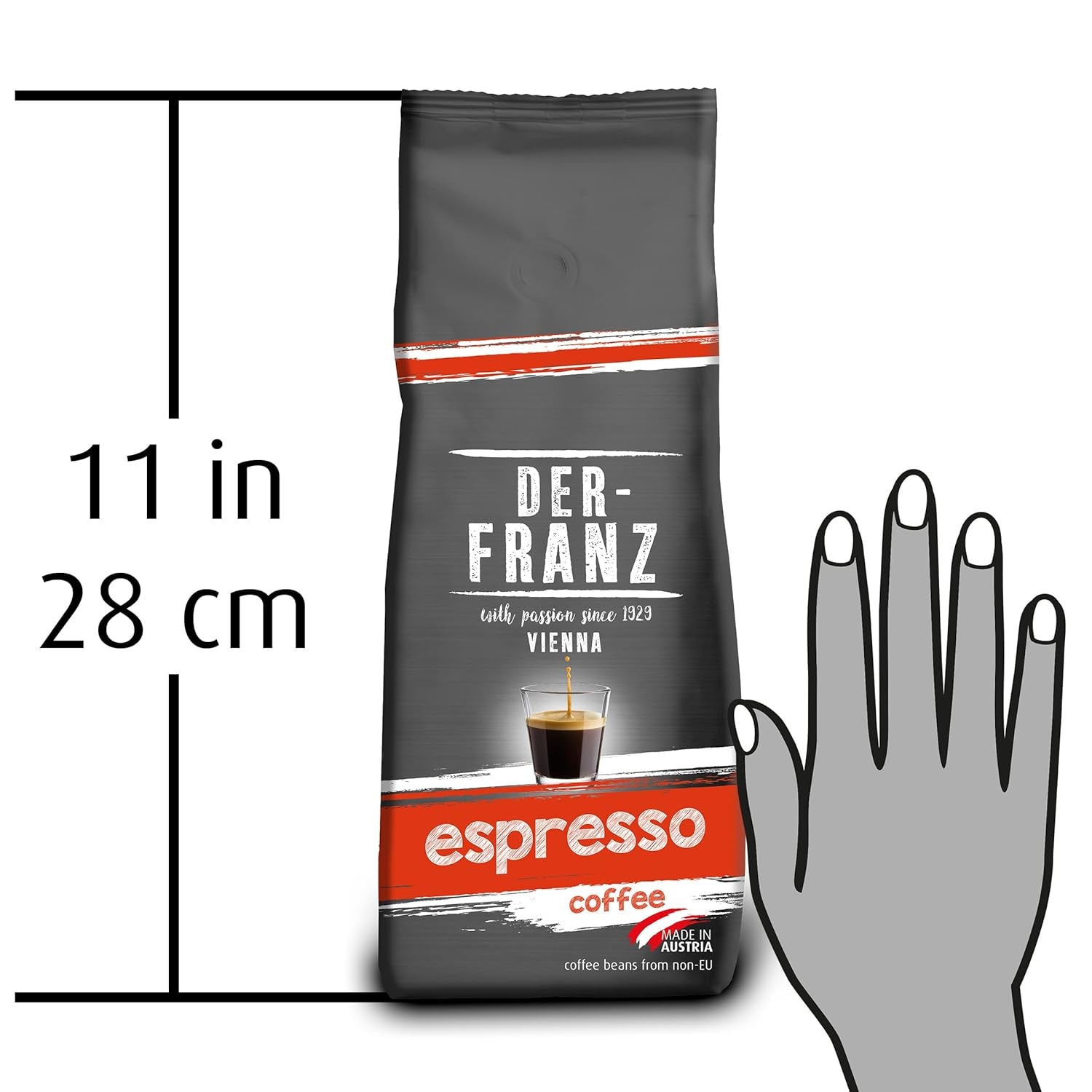 Der-Franz Espresso Kaffee, Intensität 5/5, Arabica und Robusta, ganze Bohne, 3 x 500 g
