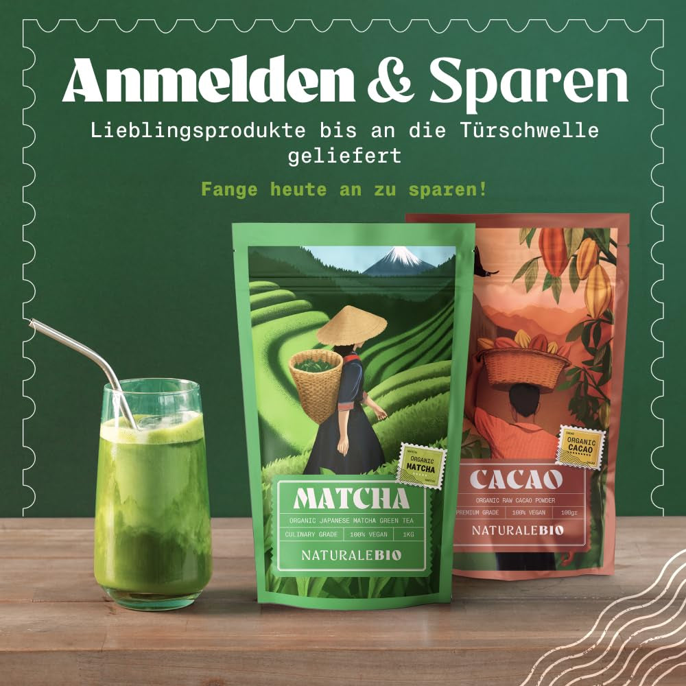 Naturalebio BIO Ceai verde pudră 100 g. Pentru gătit și coacere. Matcha japonez original. Ceai verde din Japonia, vegan, fără gluten și fără OMG. Produs organic natural.