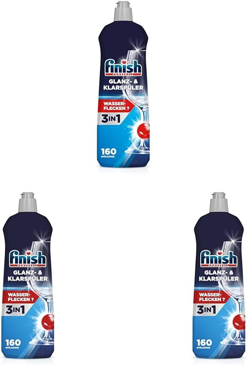Finish Shine & Rinse Aid - Pentru vase strălucitoare și uscate, fără pete de apă - Megapack de 800 ml (pachet de 3) Naty Shop