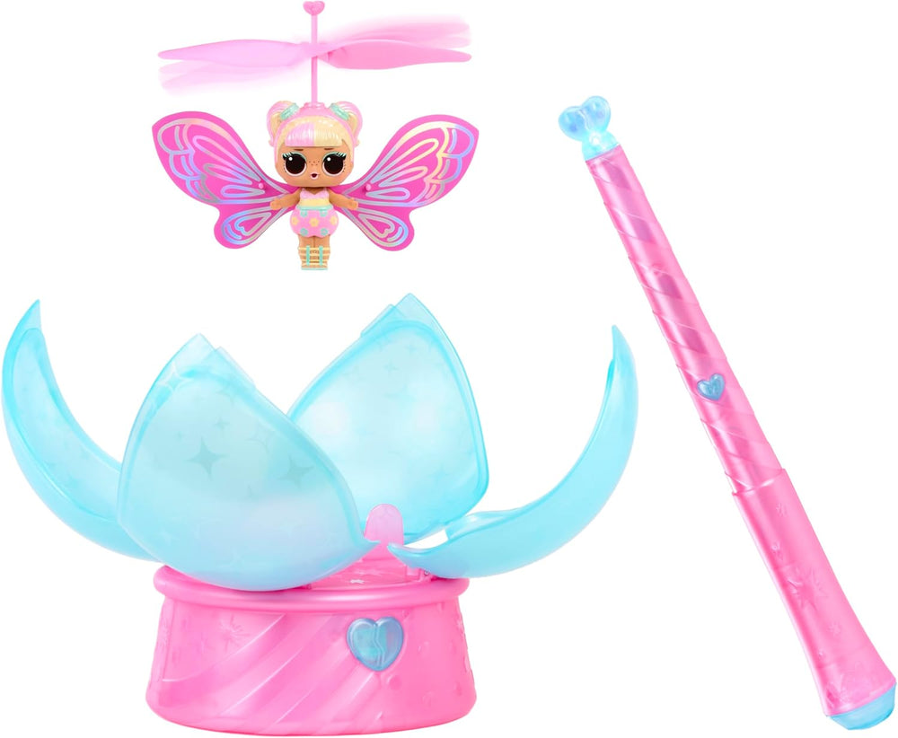 LOL Surprise! Magic Flyers Fairies Tots - Flower Child - Include 1 păpușă și 1 baghetă magică, într-un pachet în formă de floare, 2 de colecționat, Rose