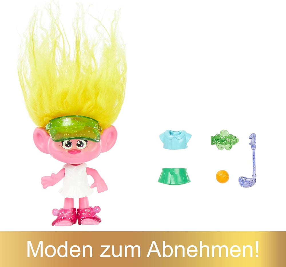 Mattel DREAMWORKS TROLLS United We Stand – Hairy Surprises Viva, păpușă cu păr de pluș galben strălucitor și 3 accesorii surpriză, pentru copii cu vârsta de 3 ani și peste, HNF11
